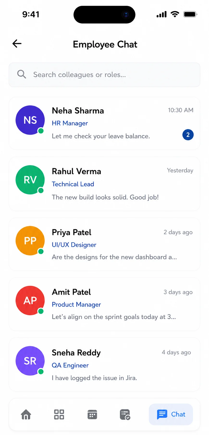 Trilliant Software attendance management mobile app screenshot