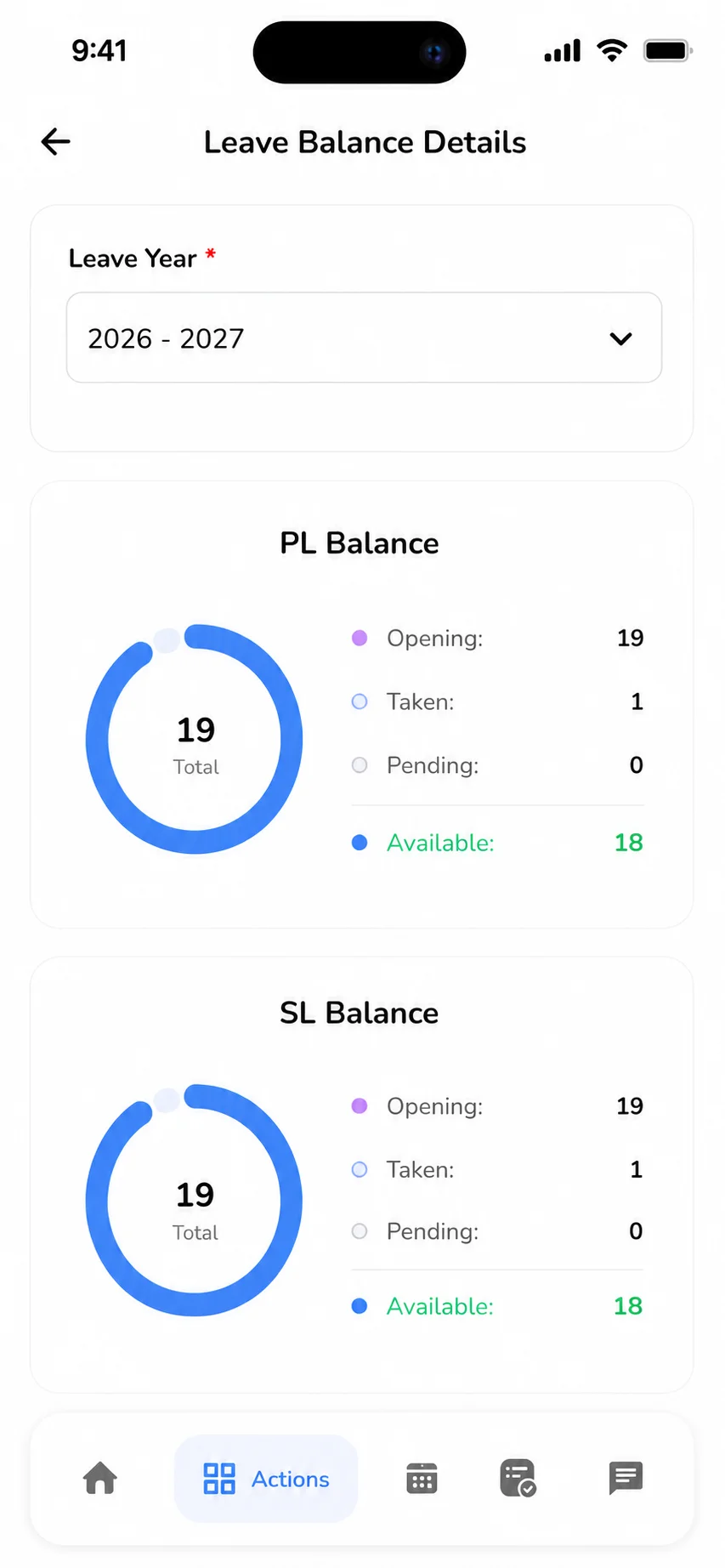 Trilliant Software attendance management mobile app screenshot