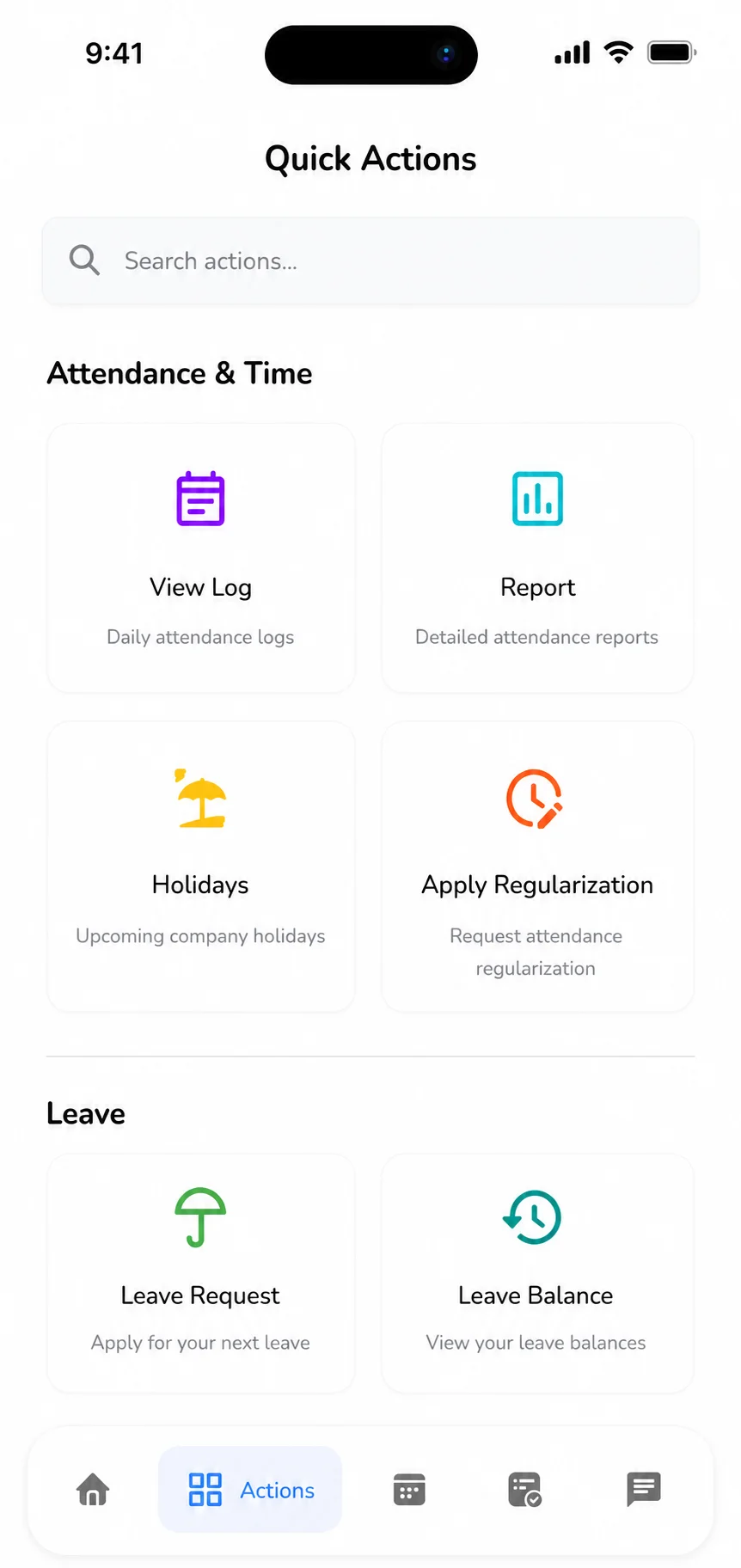 Trilliant Software attendance management mobile app screenshot
